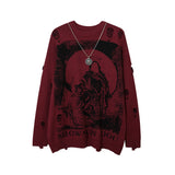 Women Sweater Printed Sweater Men and Women Retro Loose