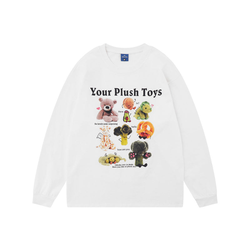 Men Long Sleeve T-Shirt Creative Fun Cartoon Bear Printed Cotton