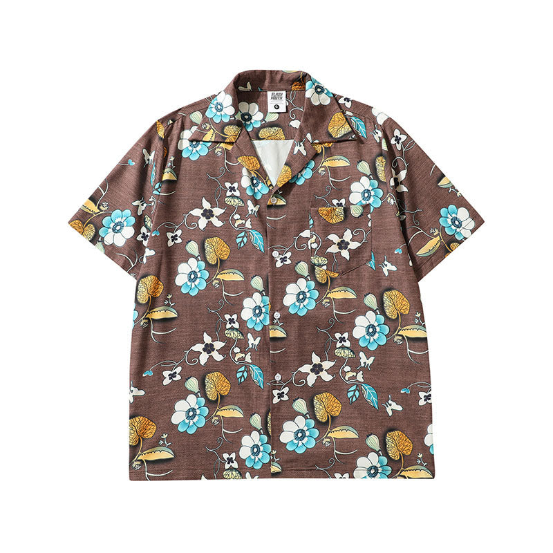 Short Sleeve Shirt Vintage Vibe Style Floral Full Printed Loose Casual