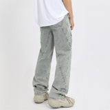 Men Jeans Loose Personality Design Stitching