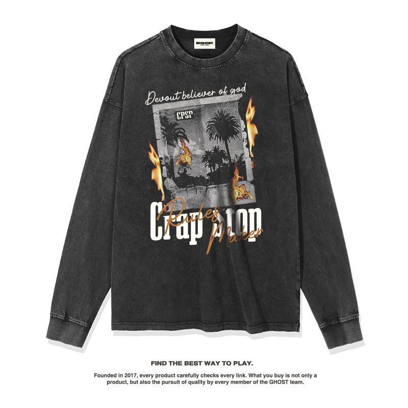Unisex Long Sleeve Shirt Print Long Sleeve T-Shirt Crew Neck Men and Women