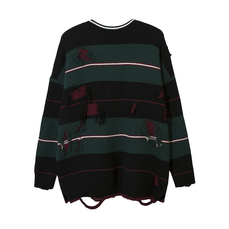 Women Sweater Ripped Sweater Striped Sweater Oversize