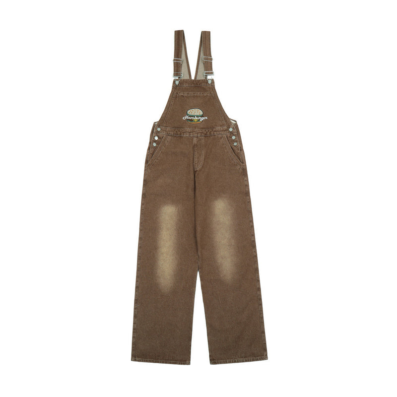 Overalls Men Jumpsuit Simple Retro Denim Suspender Pants Loose Straight Cargo Suspender Jumpsuit