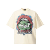 Unisex T-Shirts Saint Michael Vintage Lip Abstract Print Short Sleeve