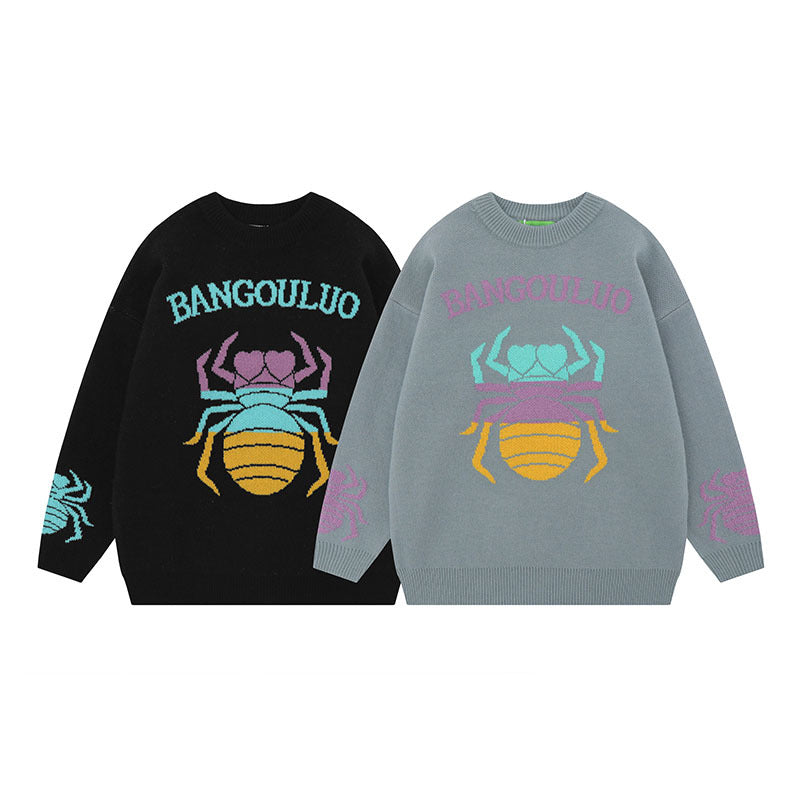 Women Sweater Retro Couple Sweater Oversize Knitted Jacket