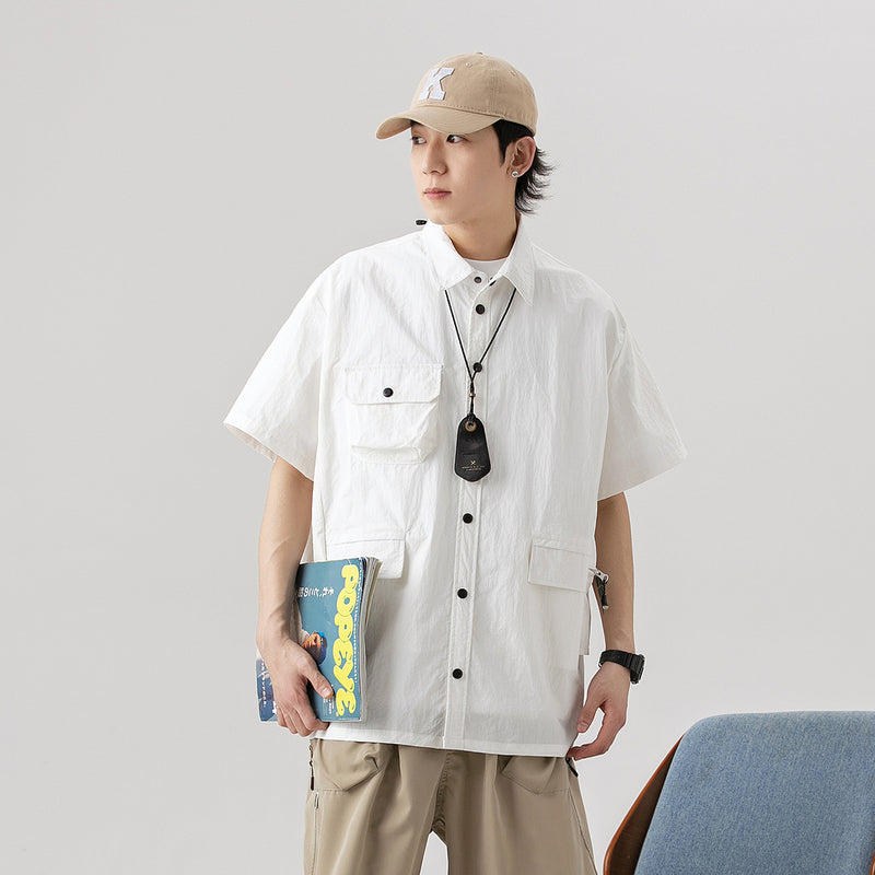 Unisex Shirt Multi-Pocket Loose