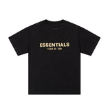 Fog Essentials T Shirts Spring/Summer FOG Season 9 Double Line Flocking Letter V-Neck Short Sleeves