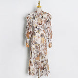 Betty Draper Valentine's Day Dress Spring Vintage Printed Collar Long Dress
