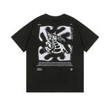 Off White T Shirts OW Dragon Arrow Pattern Crew Neck Pullover Short Sleeves