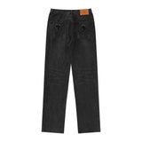 Men Jeans Embroidery Vintage Loose Pockets Worn