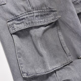 Men Jeans Pleated Overalls Retro Make Old Ripped Casual