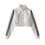 Women Hoodie Stripes Casual Exercise Cardigan