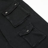 Men Jeans Multi-Pocket Cargo Pants Metal Buttons