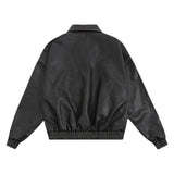 Women Jackets Vintage Distressed Embroidered Pu Baseball Uniform