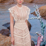 Betty Draper Valentine 'S Day Dress Crochet Lace Temperament Embroidered Court Dress