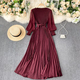 Betty Draper Valentine's Day Dress Women's Clothing Spring French Dress Long Pleated Skirt