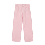 Men Jeans Simple Solid Color Loose Leisure All-Matching