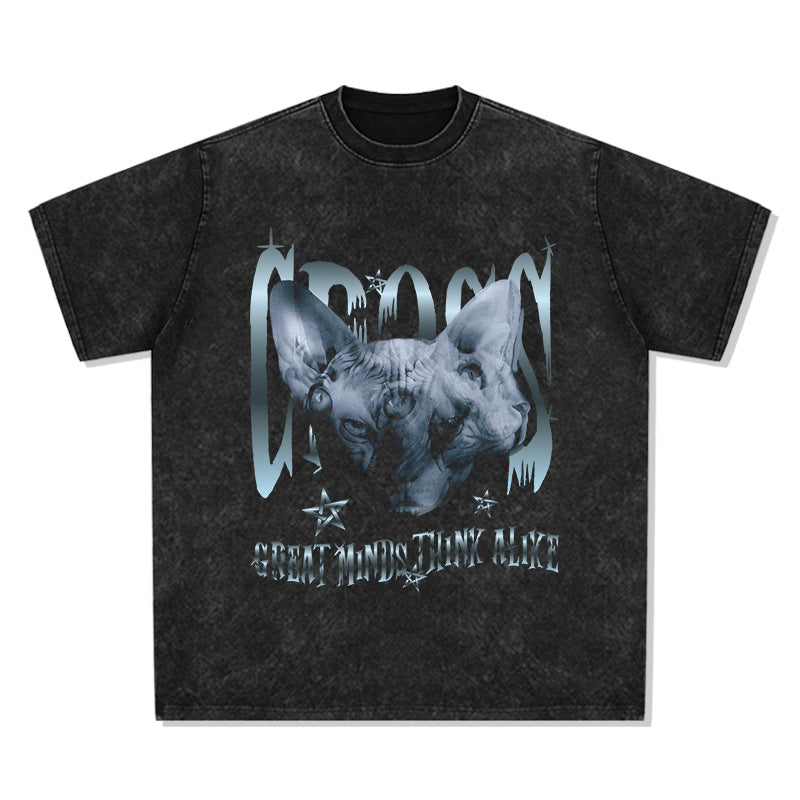 Unisex T Shirt Vintage Large Size Loose Men and Women