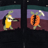 Kapital Sweater Vintage Cartoon Zipper Knitted Cardigan Color Matching Casual Style Loose Turtle Coat