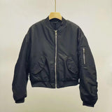 Women Cotton Coat Solid Color Retro Loose Baseball Uniform
