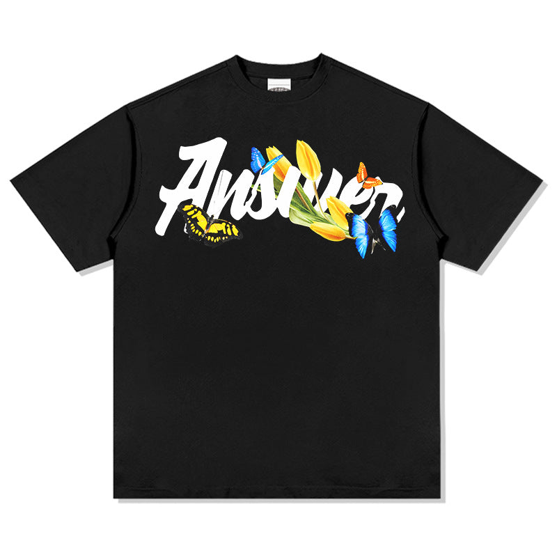 Unisex T Shirt Retro Short Sleeve T-Shirt Cotton