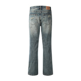 Men Jeans Loose Hole Casual Retro Wide-Leg Pants