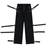 Men Jeans Punk Bandage Solid Color