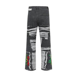 Men Jeans Hole Embroidery Personalized Punk