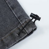 Men Jeans Patchwork Stripes Retro Loose Casual