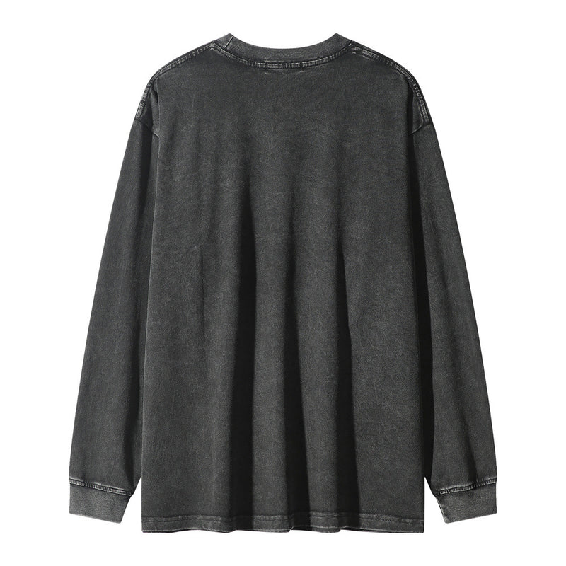 Men Long Sleeve T-Shirt Special-Shaped Printing Distressed