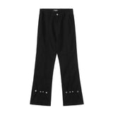 Men Jeans Solid Color Stitching Punk Loose Flared Pants