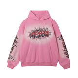 HS Hoodie Flame Vintage Print Loose
