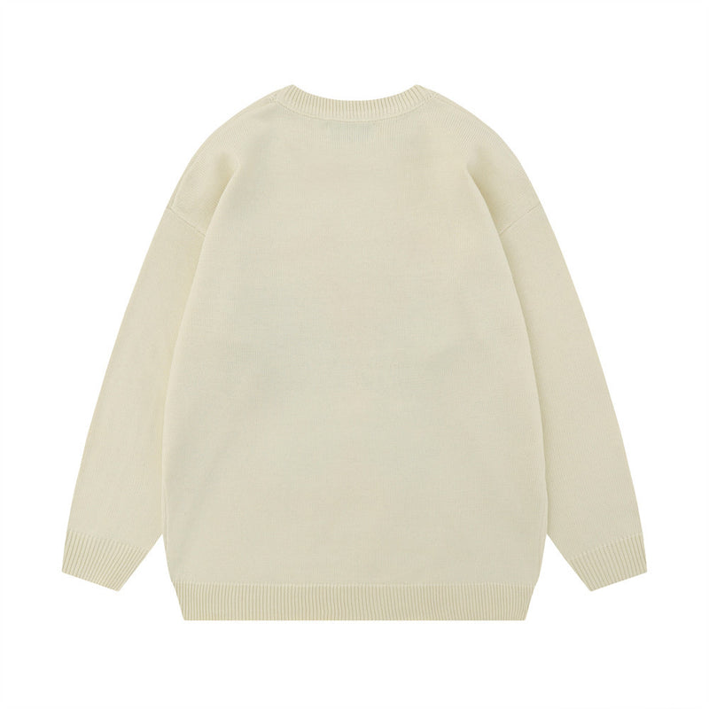 Men Sweater Butterfly Print Crew Neck Sweater