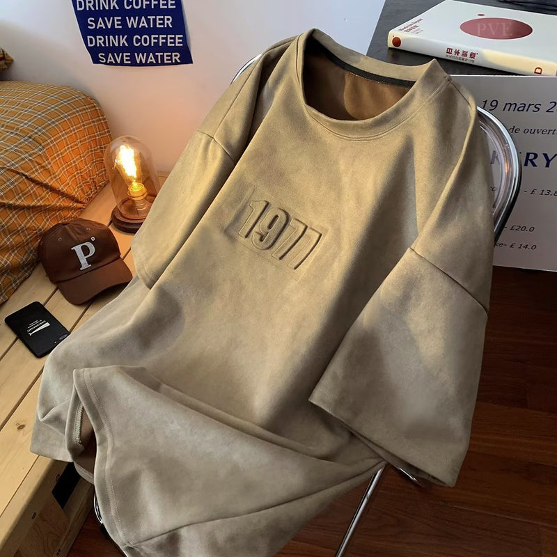 Men T Shirt Heavy Suede Vintage 1977