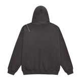 Men Fleece Lined Hoodie Autumn and Winter Pullover Sweater Men's Zipper Metal Letter Hoodie Trendy Brand Street