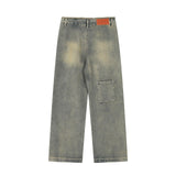 Men Jeans Patch Retro Loose