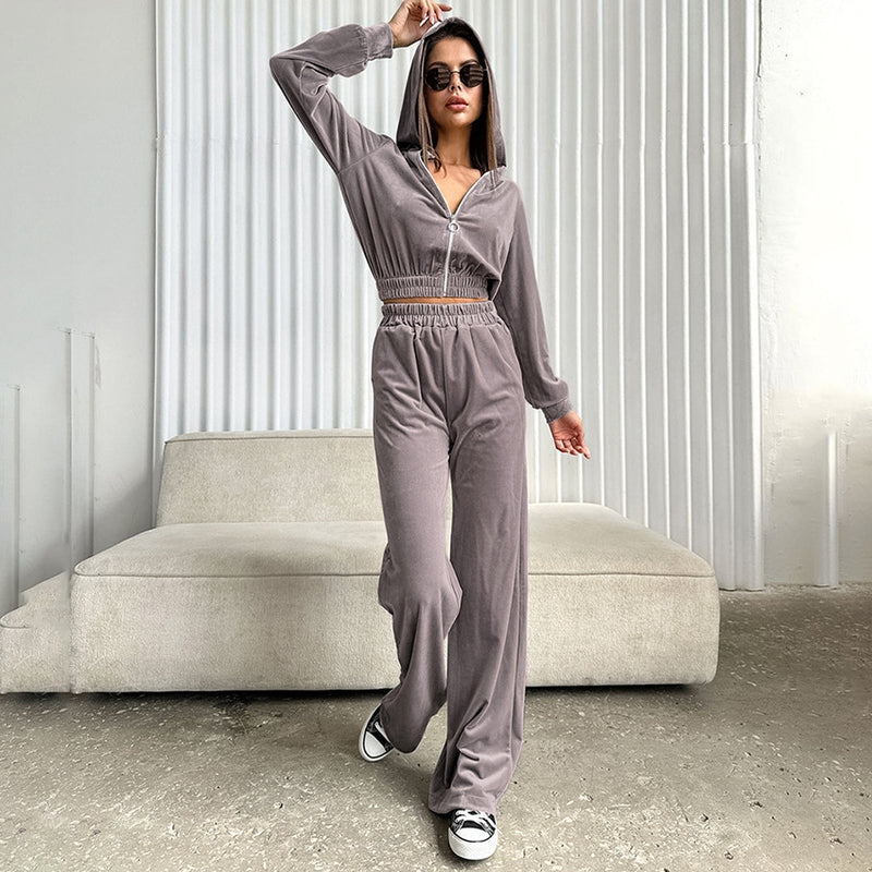 Women Co-Ords Hoodie Knitted Leisure