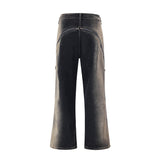 Men Jeans Tie-Dye Bell-Bottom Pants Punk Hip Hop Zipper Stitching