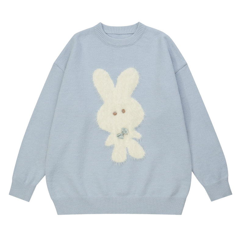Men Sweater Embroidered Rabbit Sweater Loose