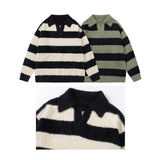 Women Sweater Autumn and Winter Striped Lapel Knitted