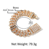 Bracelet Three Rows T-Square Zircon Full Diamond Hip Hop Bracelet Luxury Royalty Spectrum