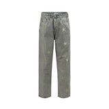 Men Jeans Star Embroidery Loose Casual