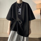 Men T Shirt Deerskin Velvet Summer Retro Loose All-Match Casual