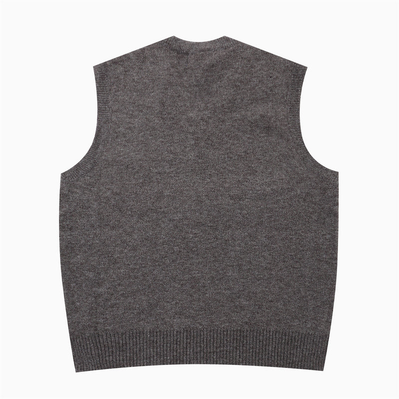 Men Sweater Rhombus Plaid Sweater Casual Sleeveless Knitwear