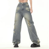 Men Jeans Loose Hole Retro Easy Matching