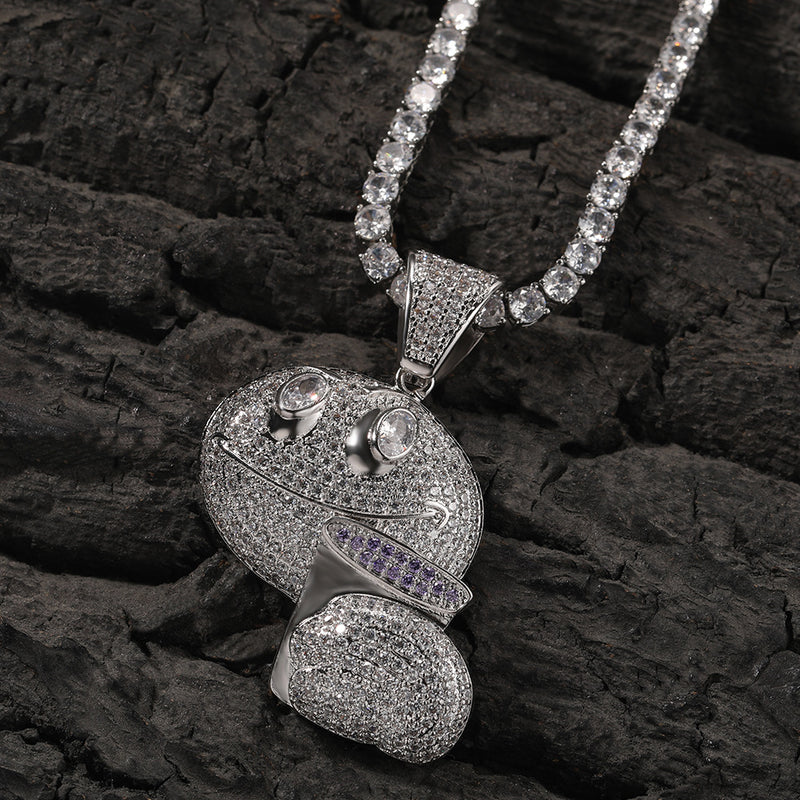 Jewelry Personality Wine Glass Smiley Face Pendant Copper Inlaid Zircon Royalty Spectrum