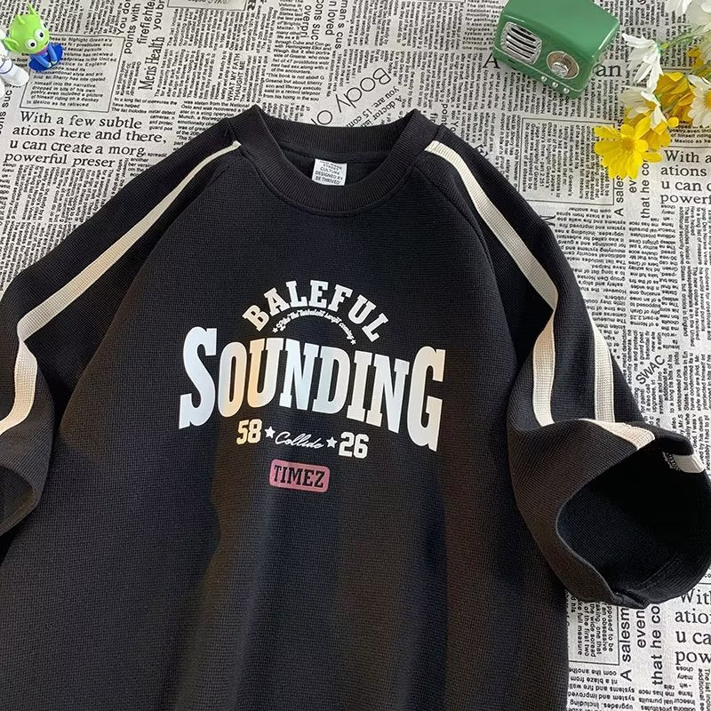 Men T Shirt Striped Summer Heavy All-Match Casual