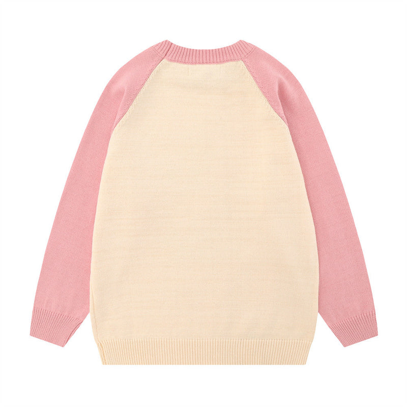 Men Sweater Butterfly Print round Neck Knitted Sweater