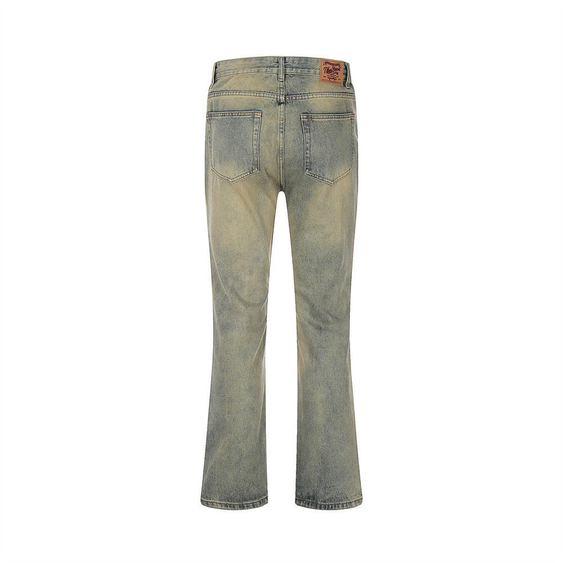 Men Jeans Bell-Bottom Pants Loose Hole
