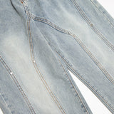 Men Jeans Stitching Topstitching Loose